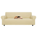 Stretch Oversized Couch Cover Universal Sofa Covers for Living Room Dogs Pet Furniture Protector Spandex Extra Large Sofa Slipcovers with Anti Slip Foam Sticks (Beige / X-Large (92"-115"))