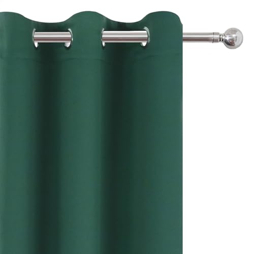 Blackout Curtains 66 x 54 Inch Long Dark Green Curtains Set of 2 Panels Room Darkening Curtains for Bedroom and Living Room (Green / 66"W x 54"L (Pack of 2))