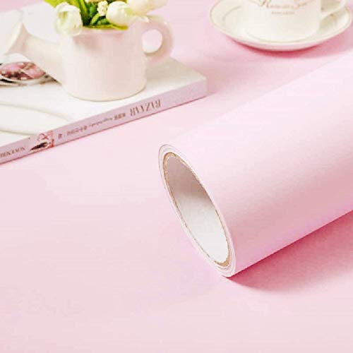 Pink Self Adhesive Wallpaper Film Stick Paper Easy to Apply (Pink / 15.7" x 118")