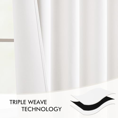 Pure White Back Tab Blackout Curtains 52x72 Inches Long 2 Panels Set (Pure White / 52"W x 72"L (Pack of 2))