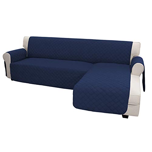 Reversible L Shape Sectional Couch Cover (X-Large / Navy/Navy)
