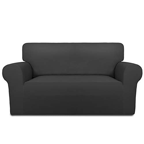 Stretch Loveseat Covers Fleece Couch Covers for Sofa Dark Gray (Medium Loveseat / Dark Gray)