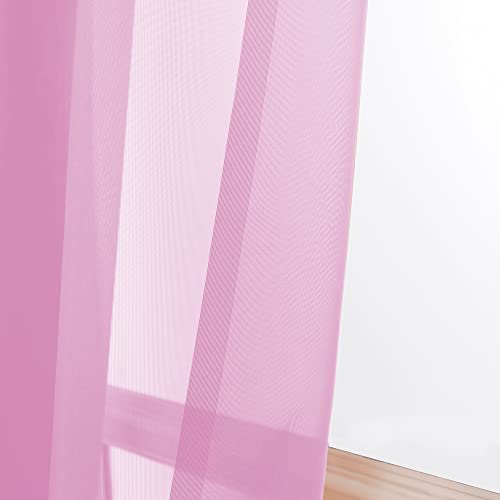 Pink Sheer Curtains 90 Inch Length (Pink / 42"W x 90"L (Pack of 2))