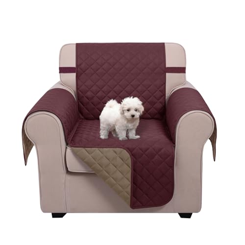 Reversible Recliner Chair Covers (Burgundy/Tan / 23''armchair)