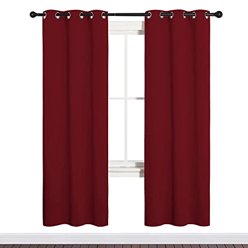 Burgundy Red Blackout Curtains for Laundry 34" w x 72" L 2 Panels (Burgundy Red / 34"W x 72"L (Pack of 2))