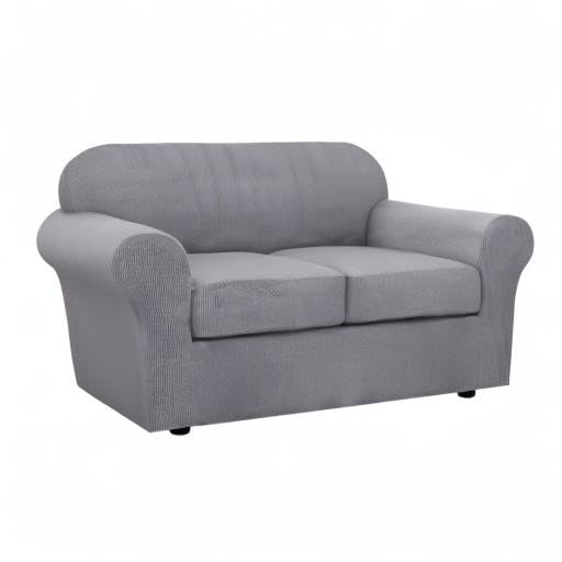 3 Piece Stretch Sofa Covers for 2 Cushion Loveseat Couch Covers for Living Room Sofa Slipcovers (Medium / Dove)