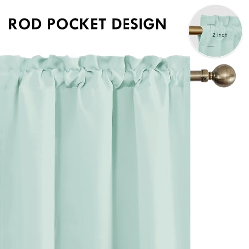 Blackout Curtains for Bedroom Living Room 42 x 45 Inch Long 2 Panels (Mint Green / 42"W x 45"L (Pack of 2))