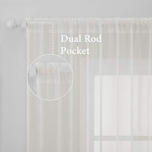 Ivory Window Sheer Curtains 2 Panels Width 38 x Length 63 Inches (Ivory / 38"W x 63"L (Pack of 2))