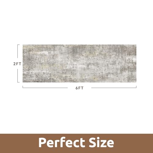 2 x 6 Hallway Runner Rug Non Slip Super Soft Runner Rugs Machine Washable Low Pile Modern Abstract Runners for Hallways for Bedroom Laundry Room Kitchen (Beige / 2' x 6')