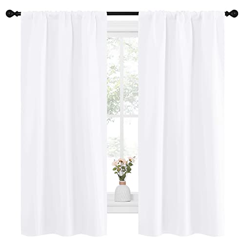White Curtains for Bedroom (Pure White / 34"W x 63"L (Pack of 2))