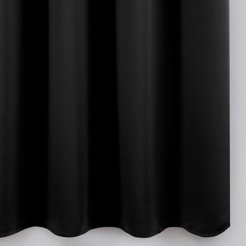Blackout Curtains 66 x 54 Inch Long Black Curtains Set of 2 Panels Room Darkening Curtains for Bedroom and Living Room (Black / 66"W x 54"L (Pack of 2))