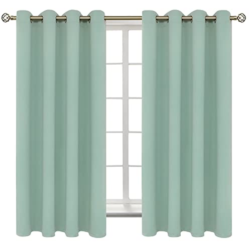 Frosty Green Room Darkening Curtains 63 Inch for Bedroom (Frosty Green / 52"W x 63"L (Pack of 2))