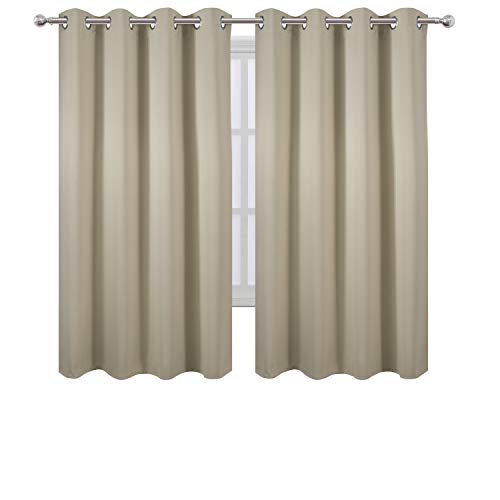 Beige Blackout Curtains 66 x 63 Inch Length (Beige / 66"W x 63"L (Pack of 2))
