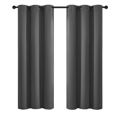 Room Darkening Curtains 42x72 inch Length Charcoal Grey (Charcoal Grey / 42"W x 72"L (Pack of 2))