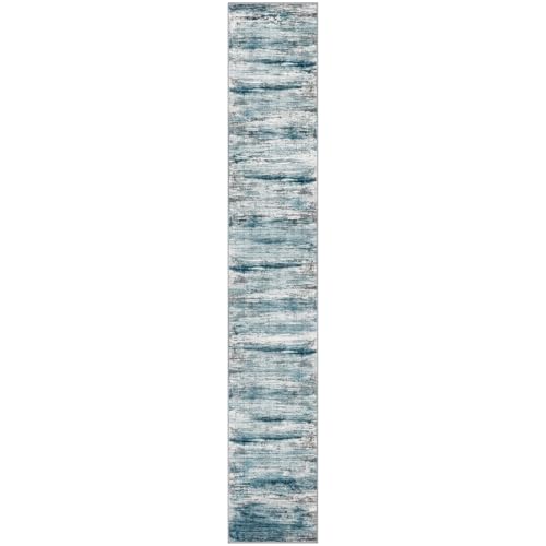 Modern Abstract Hallway Runner (Blue / 2' x 12' (Runner))