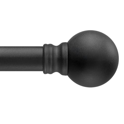 Matte Black Curtain Rods for Windows 66 (Matte Black / 16"-120"|1 Pack)
