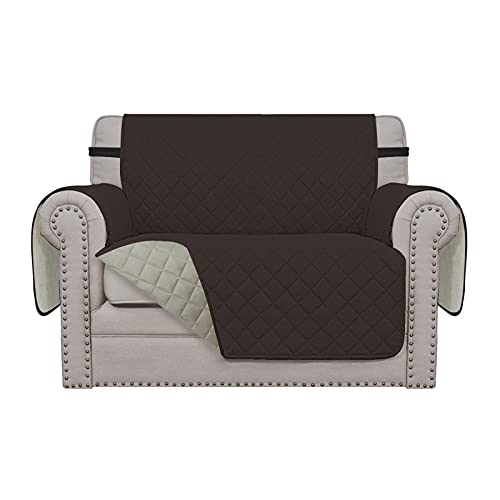 Oversized Chair Sofa Slipcover Reversible Sofa Cover Water Resistant Couch Cover Furniture Protector Cover with Elastic Straps for Pets Dog (Chocolate/Beige / Small-XL Chair)