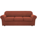4 Piece Stretch Sofa Covers for 3 Cushion Couch Covers for Living Room Furniture Slipcovers (Large / Rust)