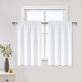 White Short Curtains 36 inches Long for Kitchen RV Bunk 2 Panels (Pure White / 42"W x 36"L (Pack of 2))
