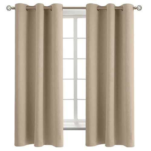 Sand Room Darkening Curtains 63 Inch for Bedroom (Sand / 42"W x 63"L (Pack of 2))