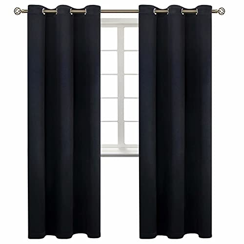 Black Blackout Curtains for Living Room 84 Inch Long (Black / 42"W x 84"L (Pack of 2))