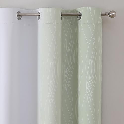 Sage Green and Greyish White Ombre Blackout Curtains for Bedroom 54 Inch (Sage and Greyish White / 42"W x 54"L (Pack of 2))