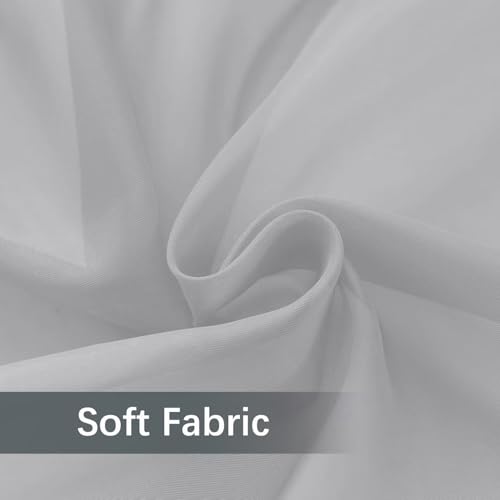 Solid Sheer Rod Pocket Curtain Voile Draperies 2 Panels White Beige Black Grey Ivory 52 Inch Width 96 Inch Long 1 Pair for Kitchen Bedroom Children Living Room Yard (Silver Grey / 52"W x 96"L (Pack of 2))