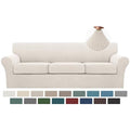 4 Piece Sofa Covers for 3 Cushion Couch Sofa Slipcover Soft Couch Cover for Dogs (XL Sofa (3 Cushion) / Ivory)