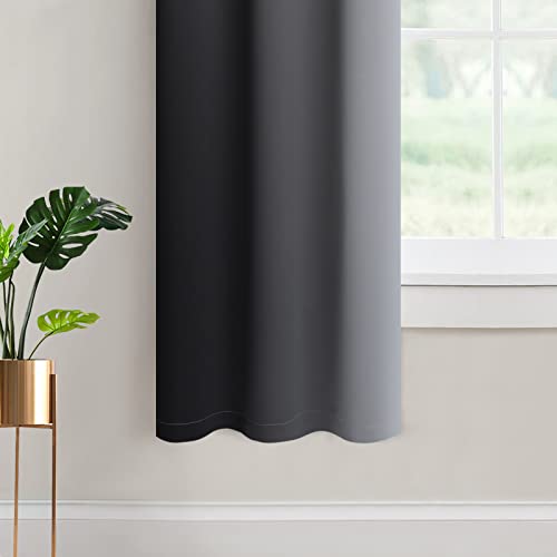 Ombre Curtains Black and Greyish White for Living Room (42"W x 63"L (Pack of 2) / Black)