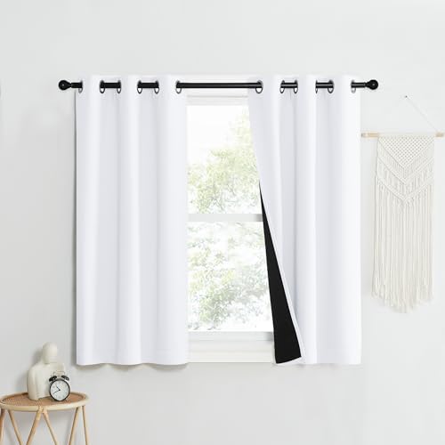 Pure White Blackout Curtains for Kitchen 37" w x 40" L 2 Panels (Pure White / 37"W x 40"L (Pack of 2))