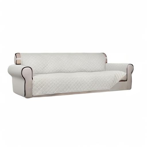 Reversible Quilted Couch Covers for Dogs Sofa Cover 4 Seater 88" (XX-Large / Ivory/Ivory)