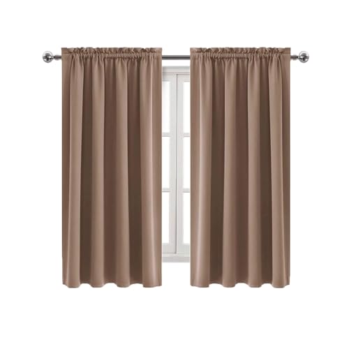 Blackout Curtains for Bedroom Living Room 52 x 63 Inch Long Khaki (Khaki / 52"W x 63"L (Pack of 2))