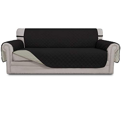 Reversible Couch Cover (Black/Beige / X-Large Sofa)