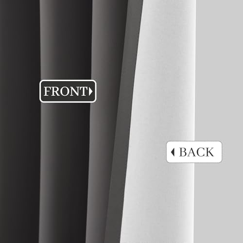 100% Blackout Curtains 52x96 inch Length Charcoal Grey (Charcoal Grey / 52"W x 96"L (Pack of 2))