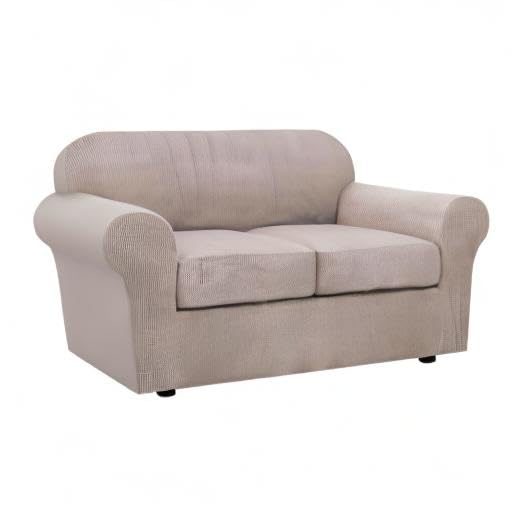 3 Piece Stretch Sofa Covers for 2 Cushion Loveseat Couch Covers for Living Room Furniture Cover (Medium / Sand)