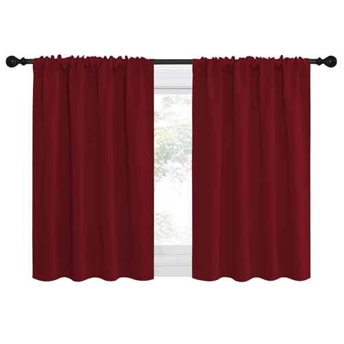 30 inch Curtains for Small Windows (Burgundy Red / 29"W x 30"L (Pack of 2))