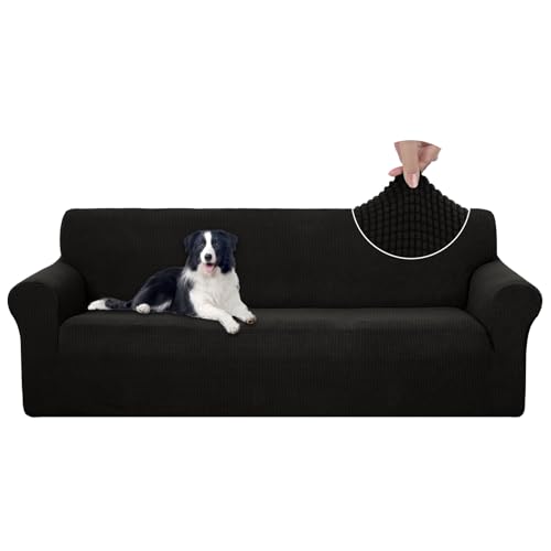 4 Seater Stretch Couch Cover for 3 Cushion Sofa (Black / Xxl Sofa)