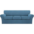 4 Piece Sofa Covers for 3 Cushion Couch Sofa Slipcover Soft Couch Cover for Dogs Washable Furniture Cover with 3 Individual Large Cushion Covers Feature Fabric (L Sofa (3 Cushion) / Dusty Blue)
