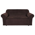 Stretch Velvet Loveseat Covers for 2 Cushion Couch Covers for Living Room Sofa Covers Slipcovers with Non Slip Straps Bottom (Chocolate / Loveseat)