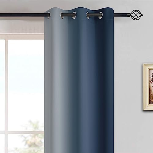 Ombre Curtains Navy Blue and Greyish White for Living Room (42"W x 63"L (Pack of 2) / Navy Blue)