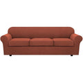 4 Piece Stretch Sofa Covers for 3 Cushion Couch Covers for Living Room Furniture Slipcovers (Large Plus / Rust)