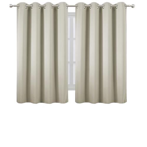 Blackout Curtains 66 x 54 Inch Long Light Beige Curtains Set of 2 Panels Room Darkening Curtains for Bedroom and Living Room (Light Beige / 66"W x 54"L (Pack of 2))