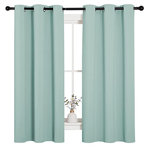 Aqua Blue Blackout Curtains for Kitchen 42" w x 63" L 2 Panels (Aqua / 42"W x 63"L (Pack of 2))