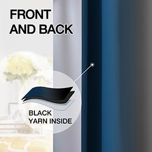 Ombre Blue and Black Room Darkening Curtains 84 inches Length (52"W x 84"L (Pack of 2) / Blue and Black)
