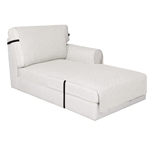 Reversible Chaise Lounge Couch Cover Water Resistant Sofa Cover Sectional L Shaped Sofa Slipcover with Adjustable Straps Furniture Protector for Dogs (Ivory/Ivory / Medium Lounge Chaise)