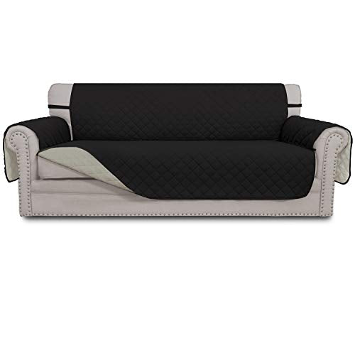 Reversible Couch Cover (Black/Beige / Large Sofa)