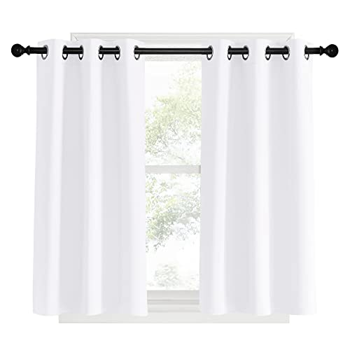 White Short Window Curtains 40 inch Long for Windows (Pure White / 34"W x 40"L (Pack of 2))