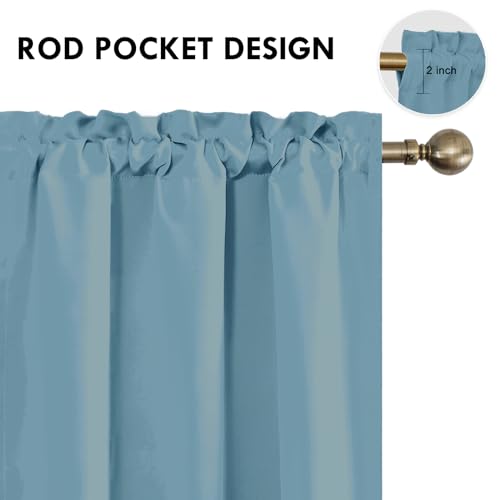 Blackout Curtains for Bedroom Living Room 42 x 63 Inch Long 2 Panels (Stone Blue / 42"W x 63"L (Pack of 2))
