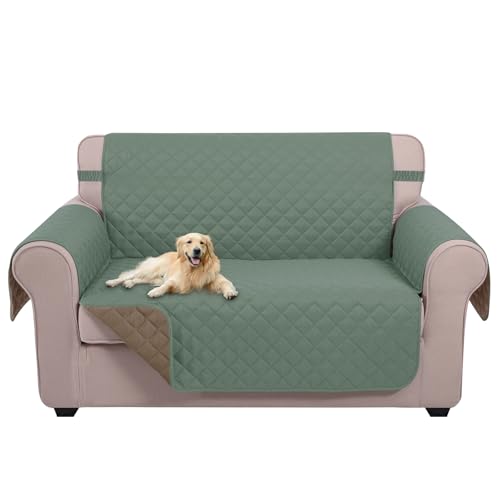 Loveseat Sofa Cover for 2 Cushion Couch (Greyish Green/Taupe / 45''loveseat-small)