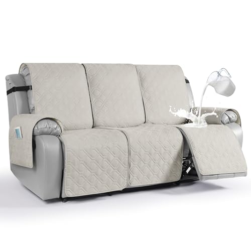 Waterproof Recliner Couch Covers Washable (Beige / 3 Seater)